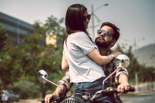 Bike theme pre wedding shoot